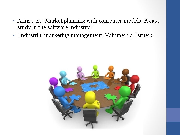  • Arinze, B. “Market planning with computer models: A case study in the