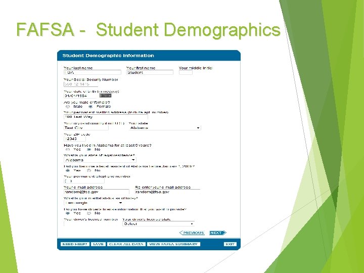 FAFSA - Student Demographics 