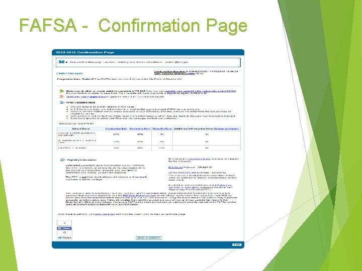 FAFSA - Confirmation Page 