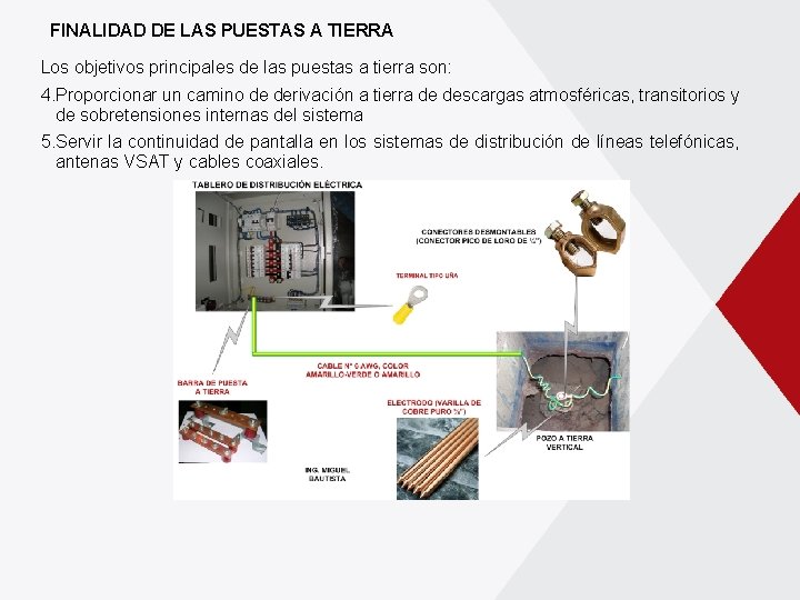 FINALIDAD DE LAS PUESTAS A TIERRA Los objetivos principales de las puestas a tierra