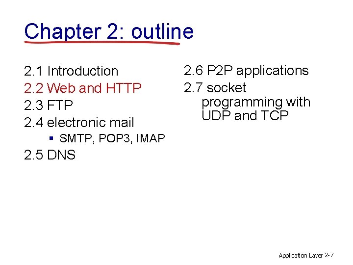 Chapter 2: outline 2. 1 Introduction 2. 2 Web and HTTP 2. 3 FTP