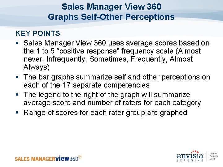 Sales Manager View 360 Graphs Self-Other Perceptions KEY POINTS § Sales Manager View 360