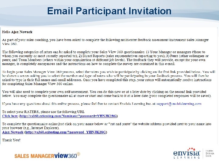 Email Participant Invitation 