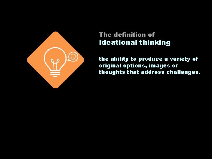 The definition of Ideational thinking the ability to produce a variety of original options,