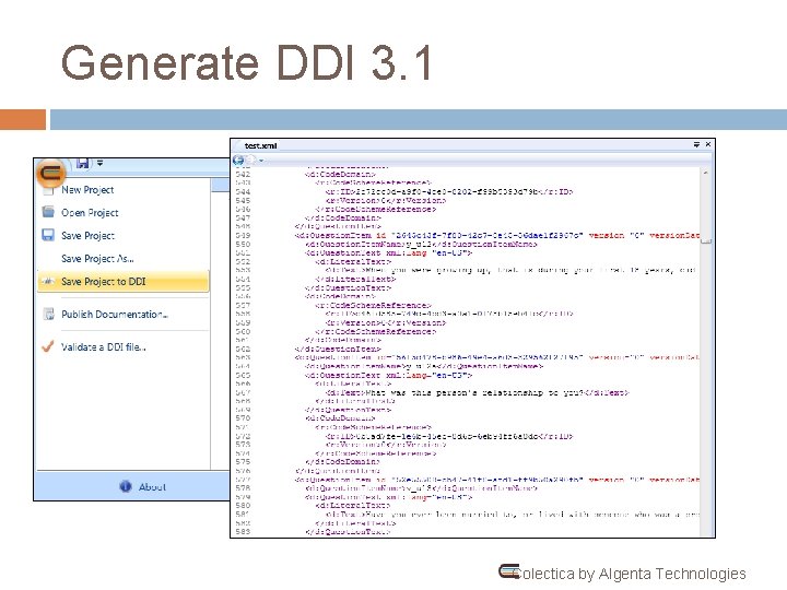 Generate DDI 3. 1 Colectica by Algenta Technologies 