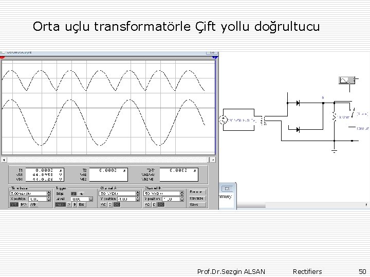 Orta uçlu transformatörle Çift yollu doğrultucu Prof. Dr. Sezgin ALSAN Rectifiers 50 