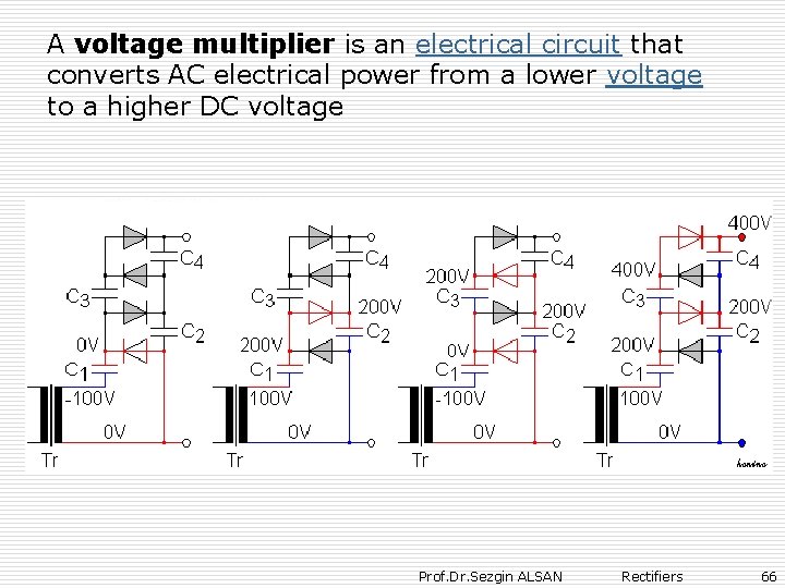 A voltage multiplier is an electrical circuit that converts AC electrical power from a