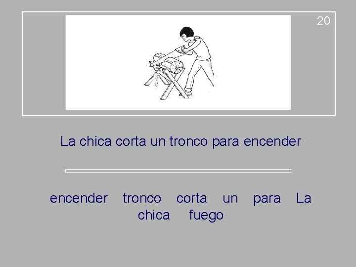 20 La chica corta un tronco para encender tronco corta un chica fuego para