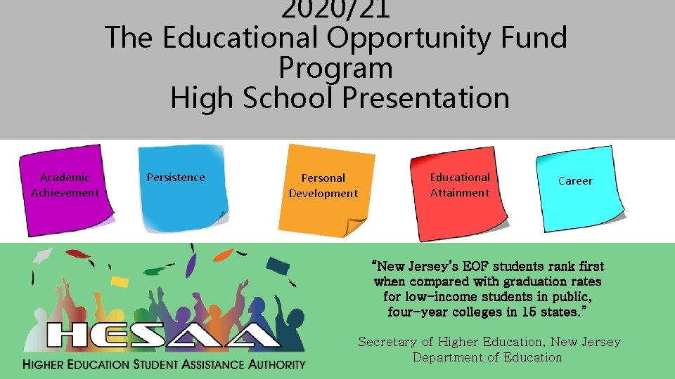 2020/21 The Educational Opportunity Fund Program High School Presentation Academic Achievement Persistence Personal Development