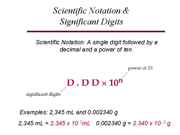 Scientific Notation & Significant Digits Scientific Notation: A single digit followed by a decimal