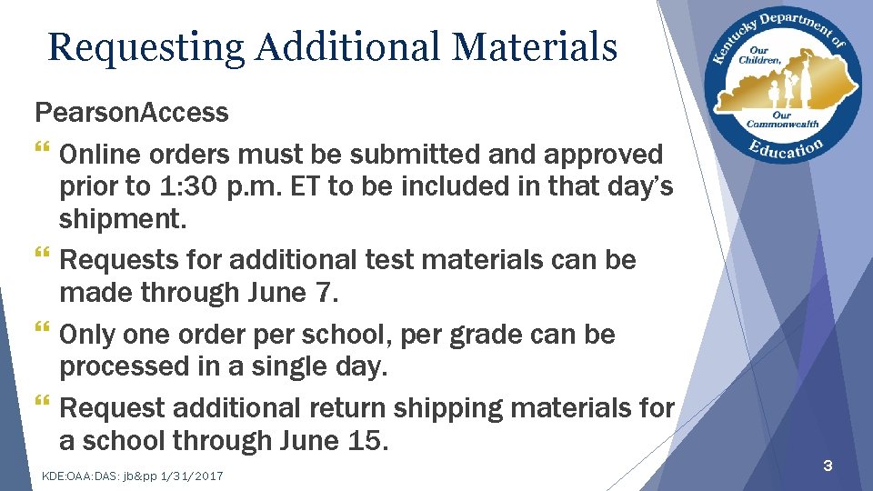 Requesting Additional Materials Pearson. Access } Online orders must be submitted and approved prior