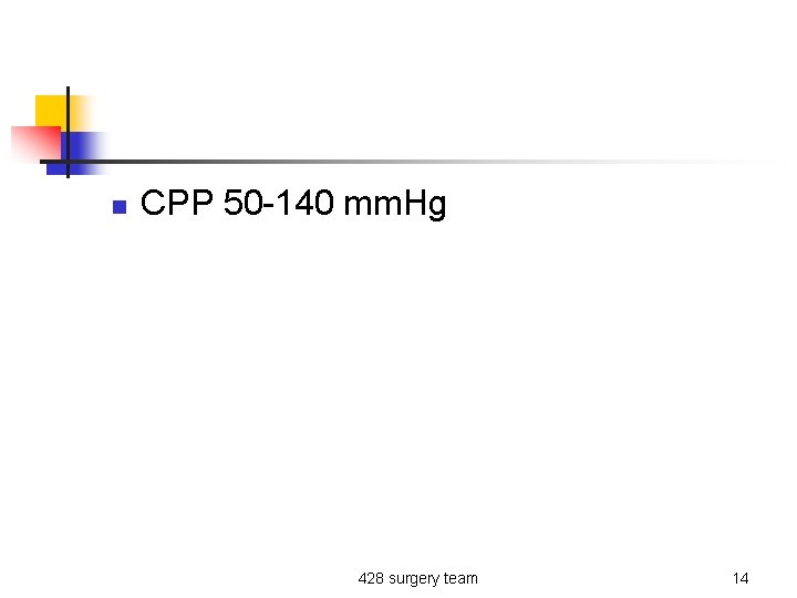 n CPP 50 -140 mm. Hg 428 surgery team 14 