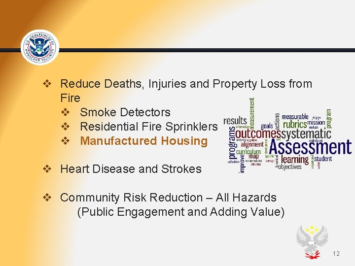 v Reduce Deaths, Injuries and Property Loss from Fire v Smoke Detectors v Residential