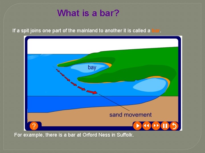 What is a bar? If a spit joins one part of the mainland to