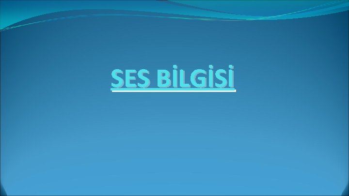 SES BİLGİSİ 