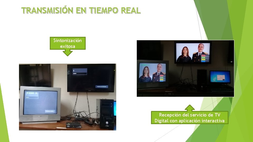 TRANSMISIÓN EN TIEMPO REAL Sintonización exitosa Recepción del servicio de TV Digital con aplicación