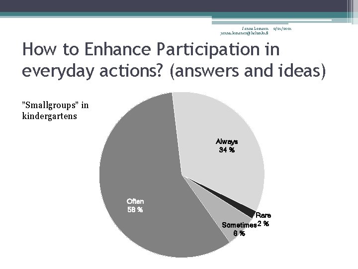 Jonna Leinoen jonna. leinonen@helsinki. fi 2/21/2021 How to Enhance Participation in everyday actions? (answers