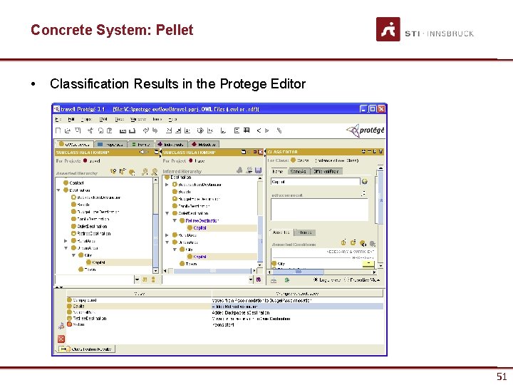 Concrete System: Pellet • Classification Results in the Protege Editor 51 