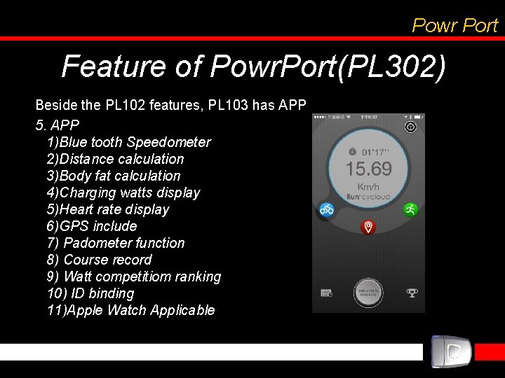 Powr Port Feature of Powr. Port(PL 302) Beside the PL 102 features, PL 103