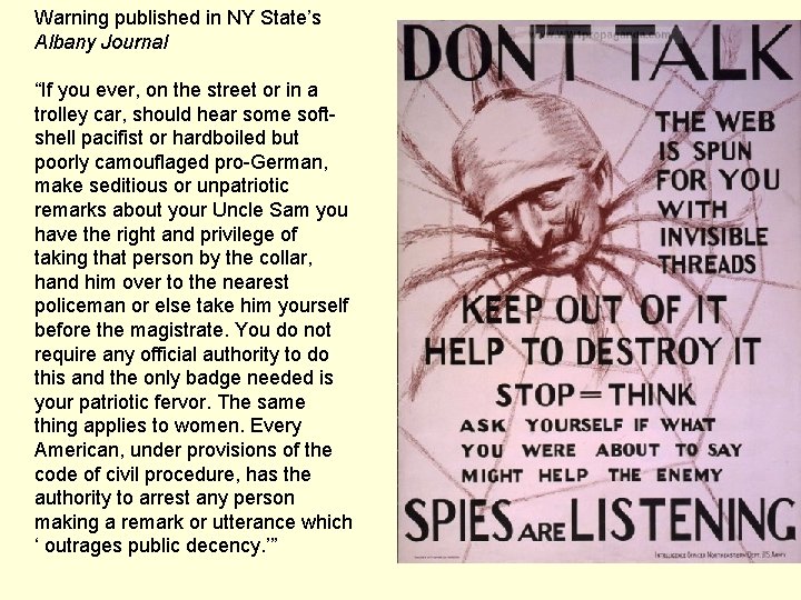 Warning published in NY State’s Albany Journal “If you ever, on the street or