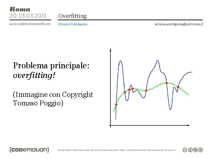 Overfitting Simone Scardapane Problema principale: overfitting! (Immagine con Copyright Tomaso Poggio) simone. scardapane@uniroma 1.