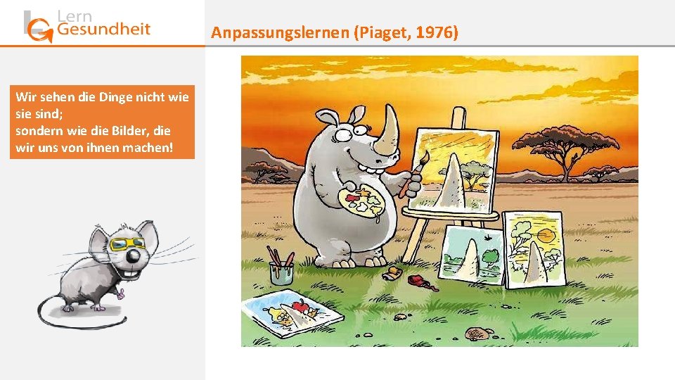 Anpassungslernen (Piaget, 1976) Wir sehen die Dinge nicht wie sind; sondern wie die Bilder,