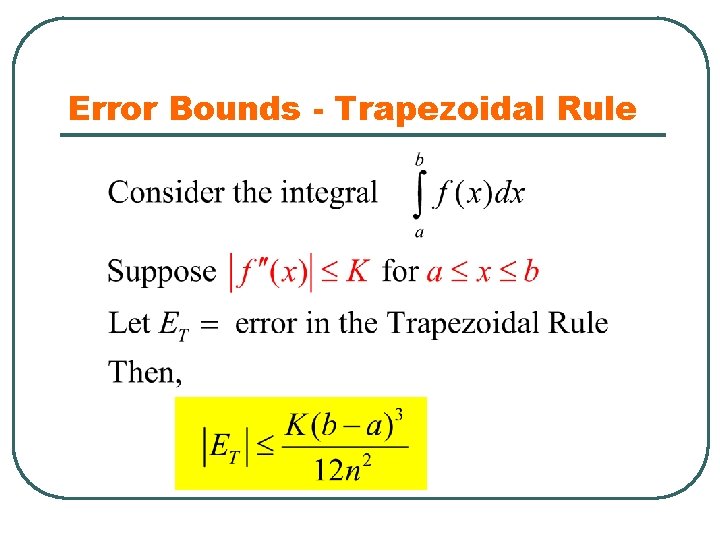 Error Bounds - Trapezoidal Rule 