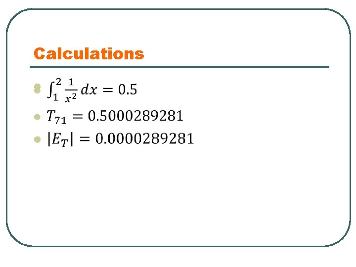 Calculations l 