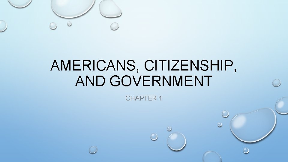 AMERICANS, CITIZENSHIP, AND GOVERNMENT CHAPTER 1 