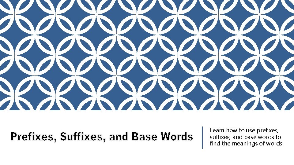 Learn how to use prefixes, suffixes, and base words to find the meanings of