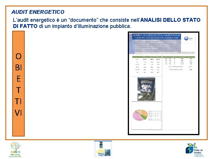 AUDIT ENERGETICO L’audit energetico è un “documento” che consiste nell’ANALISI DELLO STATO DI FATTO