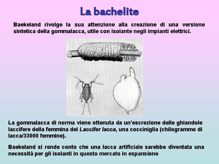 La bachelite Baekeland rivolge la sua attenzione alla creazione di una versione sintetica della