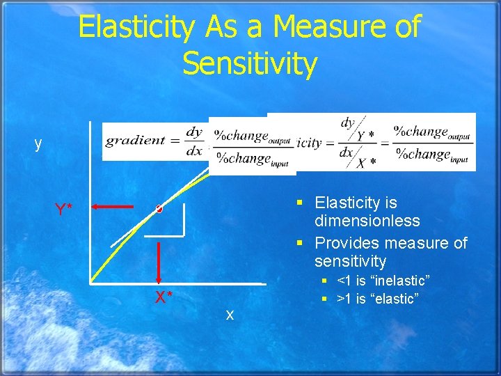 Elasticity As a Measure of Sensitivity y § Elasticity is dimensionless § Provides measure