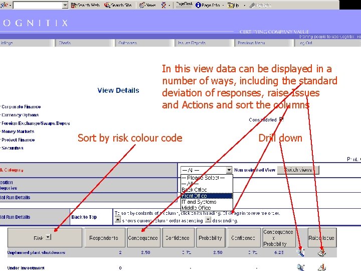 In this view data can be displayed in a number of ways, including the