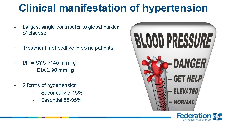 Clinical manifestation of hypertension - Largest single contributor to global burden of disease. -