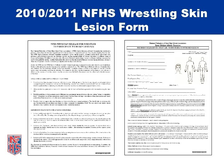 2010/2011 NFHS Wrestling Skin Lesion Form 