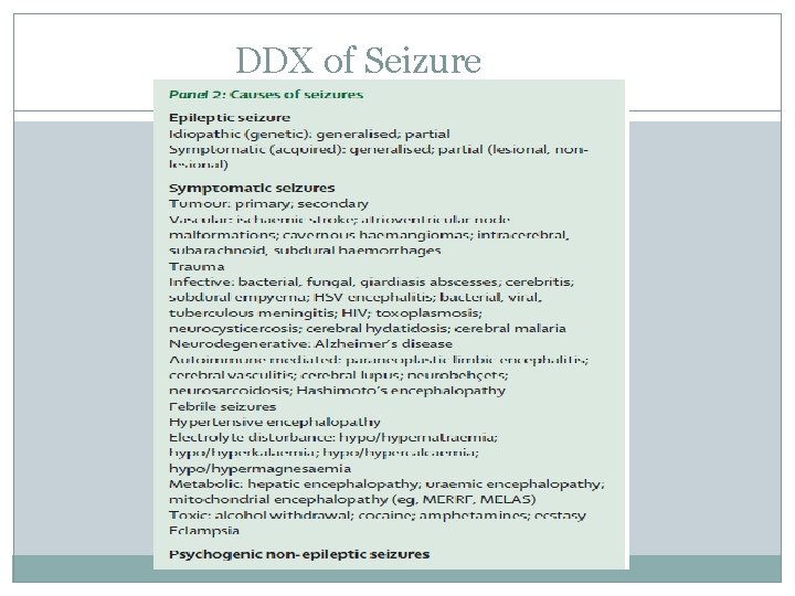 DDX of Seizure 