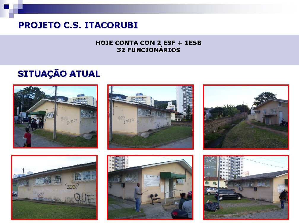 PROJETO C. S. ITACORUBI HOJE CONTA COM 2 ESF + 1 ESB 32 FUNCIONÁRIOS