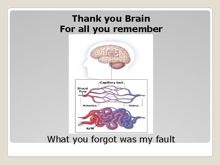 Thank you Brain For all you remember What you forgot was my fault 