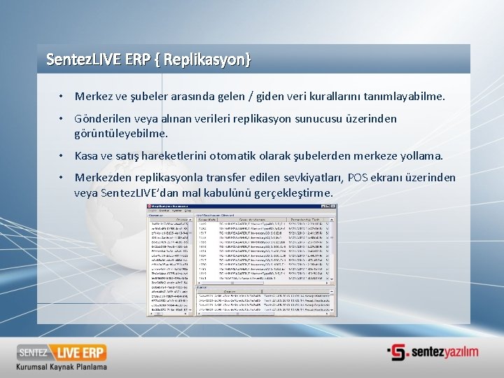Sentez. LIVE ERP { Replikasyon} • Merkez ve şubeler arasında gelen / giden veri Sentez. LIVE ERP { Replikasyon} • Merkez ve şubeler arasında gelen / giden veri