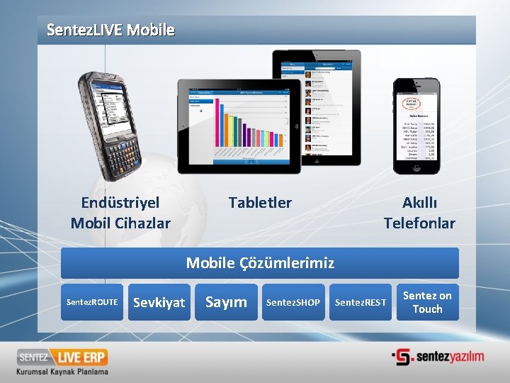 Sentez. LIVE Mobile Endüstriyel Mobil Cihazlar Tabletler Akıllı Telefonlar Mobile Çözümlerimiz Sentez. ROUTE Sevkiyat Sentez. LIVE Mobile Endüstriyel Mobil Cihazlar Tabletler Akıllı Telefonlar Mobile Çözümlerimiz Sentez. ROUTE Sevkiyat