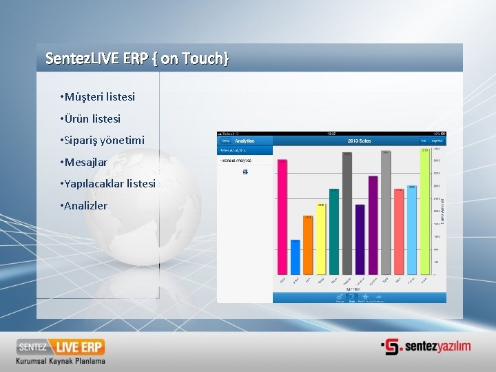Sentez. LIVE ERP { on Touch} • Müşteri listesi • Ürün listesi • Sipariş Sentez. LIVE ERP { on Touch} • Müşteri listesi • Ürün listesi • Sipariş
