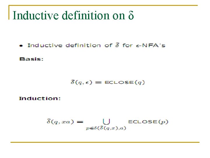 Inductive definition on δ 