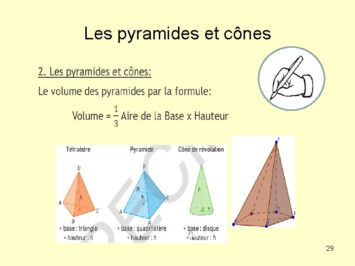 Les pyramides et cônes • 29 Les pyramides et cônes • 29