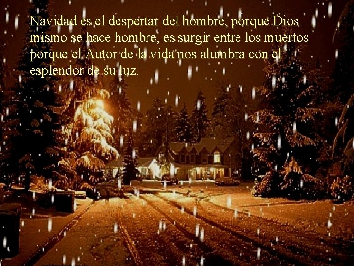 Navidad es el despertar del hombre, porque Dios mismo se hace hombre, es surgir