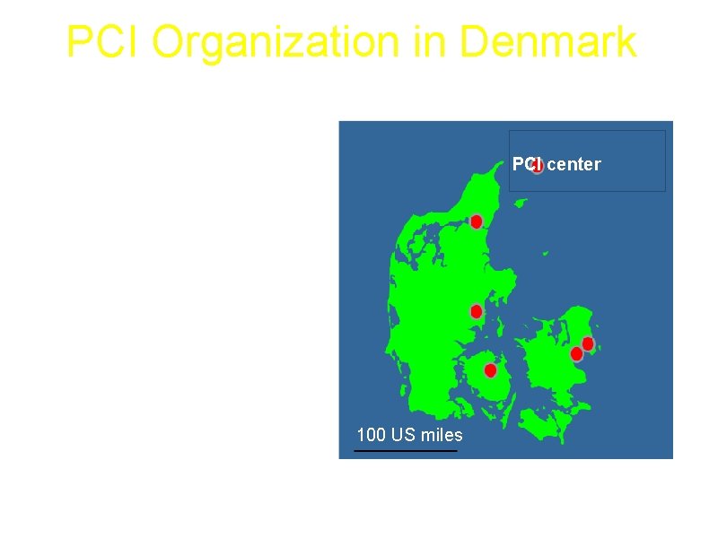 PCI Organization in Denmark Population of 5, 5 million inhabitants 5 high volume PCI