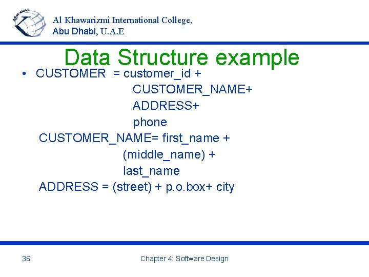 Al Khawarizmi International College, Abu Dhabi, U. A. E Data Structure example • CUSTOMER