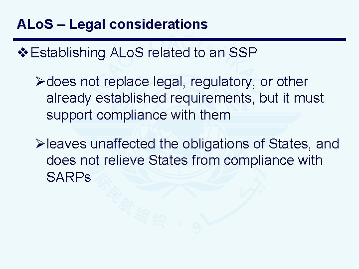 ALo. S – Legal considerations v Establishing ALo. S related to an SSP Ødoes