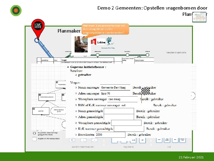 Demo 2 Gemeenten: Opstellen vragenbomen door Planvormer Planmaker 21 februari 2021 