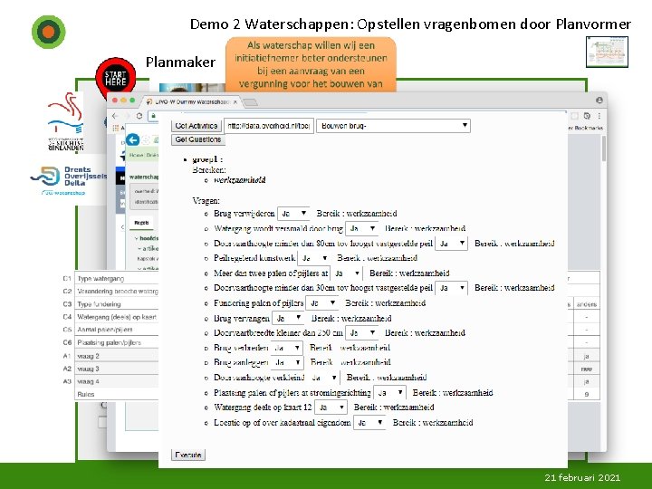 Demo 2 Waterschappen: Opstellen vragenbomen door Planvormer Planmaker 21 februari 2021 